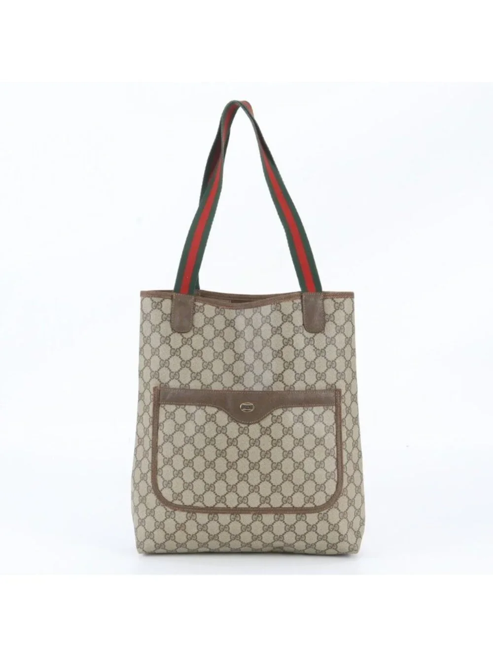 Gucci Vintage GG Supreme Sherry Line Leather Tote Bag